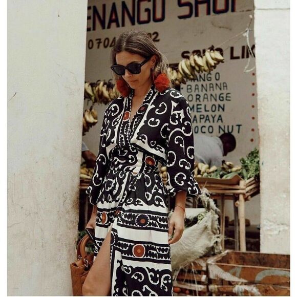 ZARA Printed Wrap Dress Belted New - Picture 12 of 12